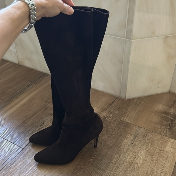 Manolo blahnik brown suede kneed high boots 36.5 6.5 stretchy - Picture 5 of 8